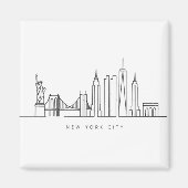 Minimalist New York City Skyline Line Art Magneet (Voorkant)