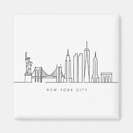 Minimalist New York City Skyline Line Art Magneet