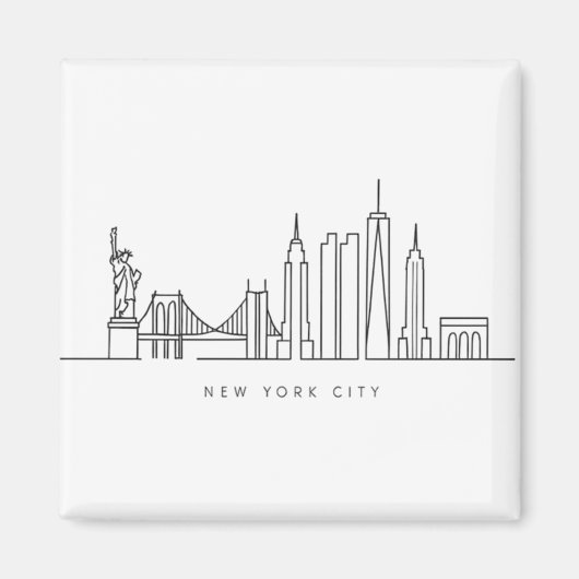 Minimalist New York City Skyline Line Art Magneet (Voorkant)