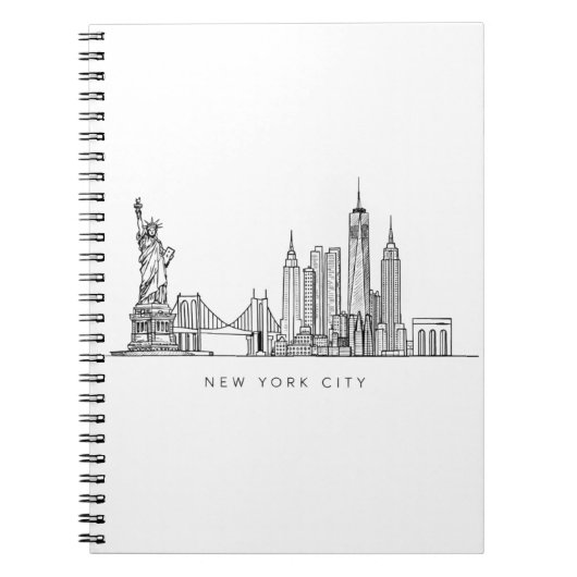 Minimalist New York City Skyline Line Art Notitieboek (Voorkant)