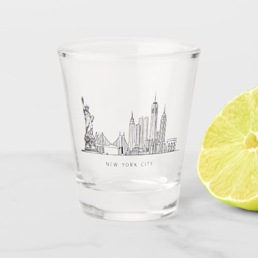 Minimalist New York City Skyline Line Art Shot Glas (Voorkant)