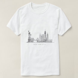 Minimalist New York City Skyline Line Art T-shirt