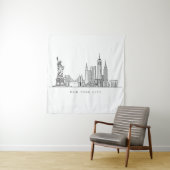 Minimalist New York City Skyline Line Art Wandkleed (In situ)