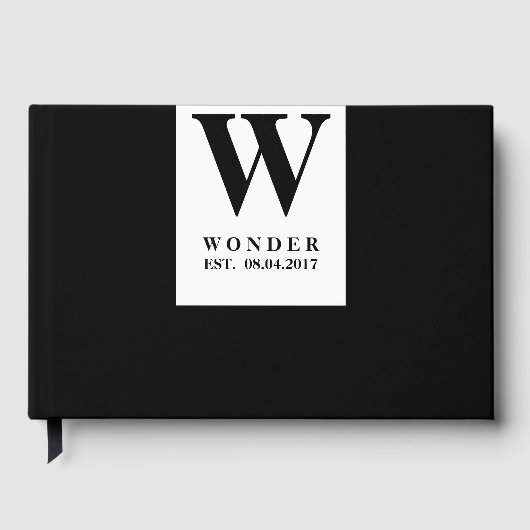 Minimalist Newlywed Logo | Black Wedding Monogram Gastenboek (Voorkant)