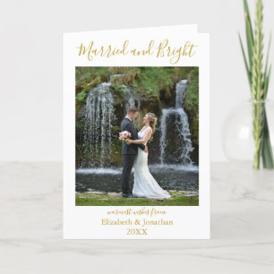 Minimalist Newlywed Photo Marriott & Bright Feestdagen Kaart