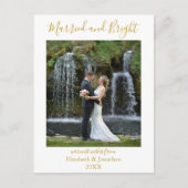 Minimalist Newlywed Photo Marriott & Bright Feestdagenkaart (Voorkant)