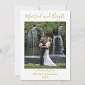 Minimalist Newlywed Photo Marriott & Bright Feestdagenkaart (Voorkant)