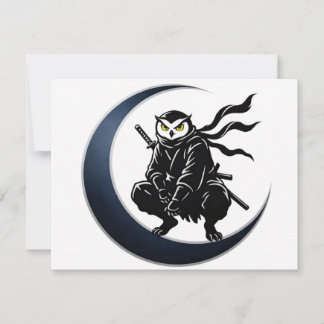 Minimalist Ninja Owl Post Card Kaart