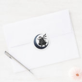 Minimalist Ninja Owl Round Sticker (Envelop)