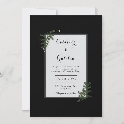 Minimalist Nordic Fern Berry Wedding Kaart (Voorkant)