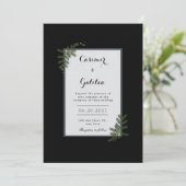 Minimalist Nordic Fern Berry Wedding Kaart (Staand voorkant)