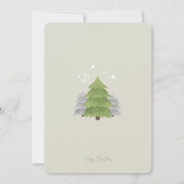 Minimalist Nordic Starlight Pines Christmas Card Feestdagenkaart
