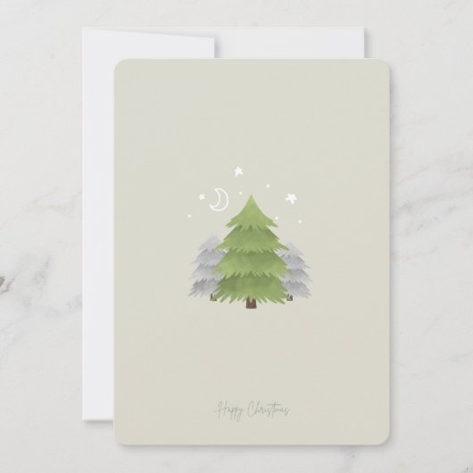 Minimalist Nordic Starlight Pines Christmas Card Feestdagenkaart (Voorkant)