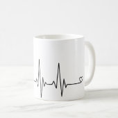 Minimalist Nurse Heartbeat Line Art Mug Koffiemok (Voorkant rechts)