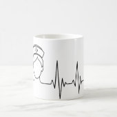 Minimalist Nurse Heartbeat Line Art Mug Koffiemok (Center)