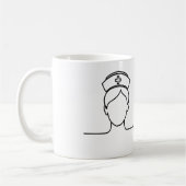 Minimalist Nurse Heartbeat Line Art Mug Koffiemok (Links)