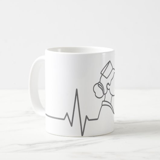 Minimalist Nurse Line Art Mug Koffiemok (Voorkant links)