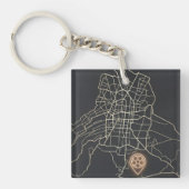 Minimalist NYC Soccer Map Pin Line Art Sleutelhanger (voorkant)