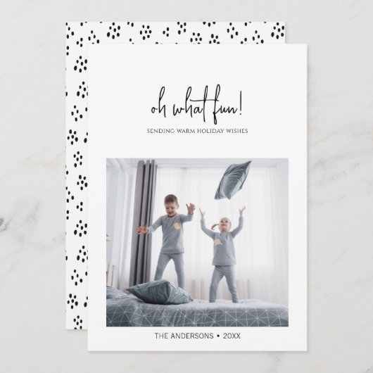 Minimalist Oh What Fun Christmas Feestdagenkaart (Voorkant / Achterkant)