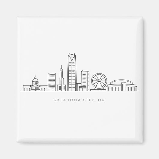 Minimalist Oklahoma City Skyline Illustration Magneet (Voorkant)