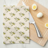 Minimalist olive branch seamless pattern theedoek (Quarter Fold)