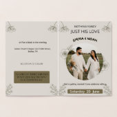 Minimalist Olive Green & Cream Wedding Invitation Folie Kaarten (Binnen)