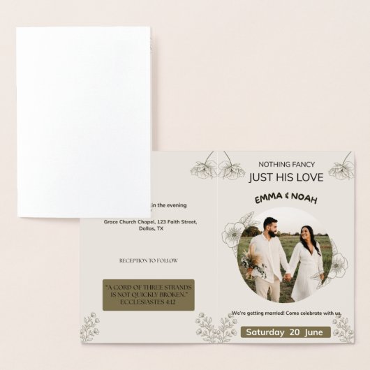 Minimalist Olive Green & Cream Wedding Invitation  Folie Kaarten (Display)