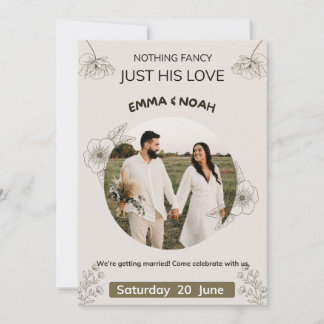 Minimalist Olive Green & Cream Wedding Invitation Kaart