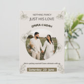 Minimalist Olive Green & Cream Wedding Invitation  Kaart (Staand voorkant)