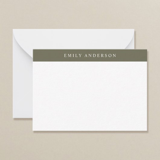 Minimalist Olive Green Elegant Monogram Notitiekaartje