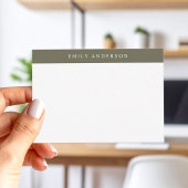 Minimalist Olive Green Elegant Monogram Notitiekaartje