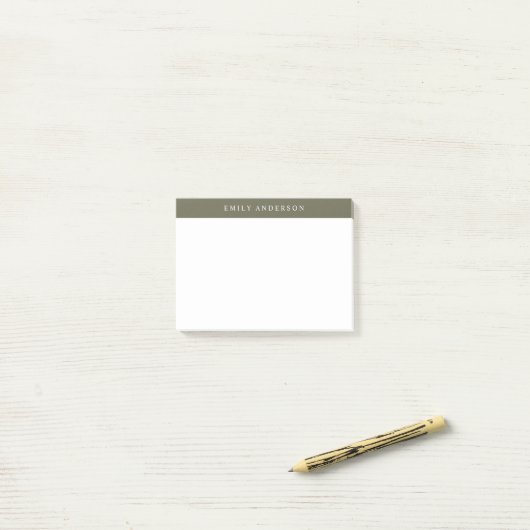 Minimalist Olive Green Elegant Monogram Post-it® Notes (Op bureau)