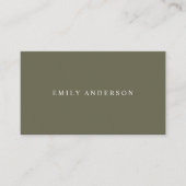Minimalist Olive Green Elegant Monogram Visitekaartje (Voorkant)