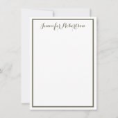 Minimalist Olive Green Elegant Script Custom name  Notitiekaartje (Voorkant)