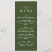 Minimalist Olive Green Elegant Wedding Dinner Menu (Voorkant)