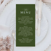 Minimalist Olive Green Elegant Wedding Dinner Menu