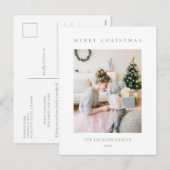 Minimalist Olive Green Merry Christmas Photo Feestdagenkaart (Voorkant / Achterkant)