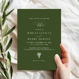 Minimalist Olive Green Simple Chic Wedding Kaart