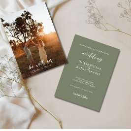 Minimalist Olive Green Wedding Invitation Photo Kaart