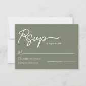 Minimalist Olive Green Wedding RSVP Card Template  Kaartje (Voorkant)