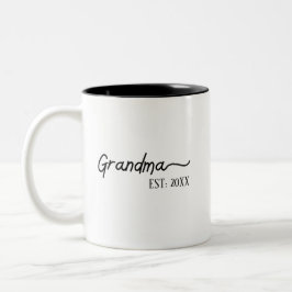 Minimalist Oma EST 2026, nieuw oma cadeau Tweekleurige Koffiemok