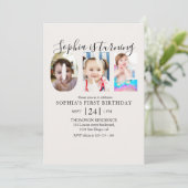 Minimalist "ONE" First Birthday Photo Girl Kaart (Staand voorkant)