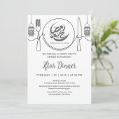 Minimalist One Line Art Ramadan Iftar Dinner Kaart (Staand voorkant)