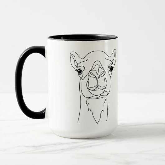 Minimalist One Line Camel Face Mug – Modern Contin Mok (Links)