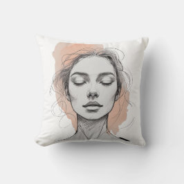 Minimalist One-Line Female Face Pillow Kussen