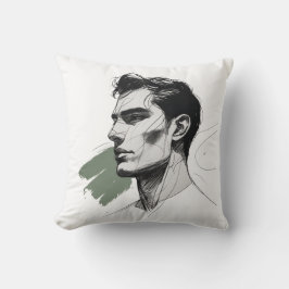 Minimalist One-Line Male Profile Pillow Kussen