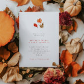 Minimalist Orange Autumn Leaves Wedding Kaart