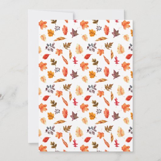 Minimalist Orange Autumn Leaves Wedding Kaart (Achterkant)