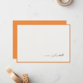 Minimalist Orange Border Personalized Script Notitiekaartje (Voorkant / Achterkant in situ)