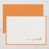Minimalist Orange Border Personalized Script Notitiekaartje (Voorkant / Achterkant)